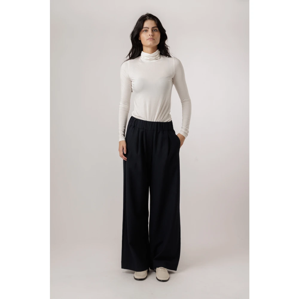By-Bar Gestreepte Wijde Broek Donkerblauw Blue Dames