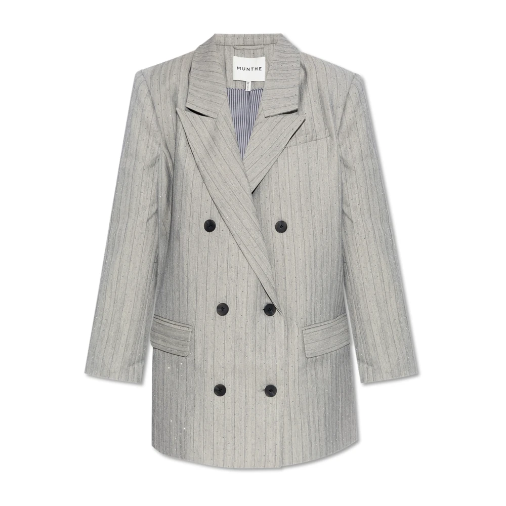 Munthe Elegante Gestreepte Blazer met Stenen Gray Dames