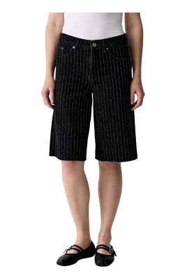 Pinstripe Denim Bermuda Shorts