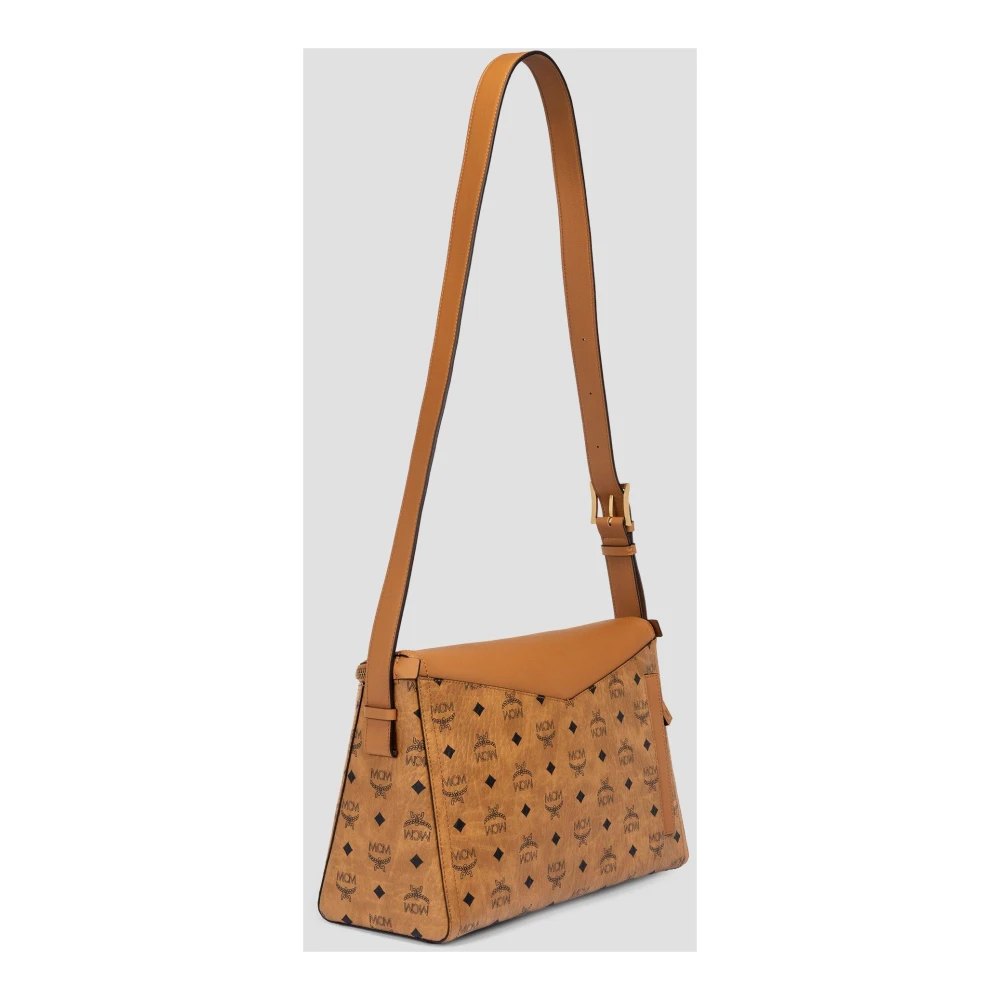 MCM Diamanten 3D Schoudertas in Visetos Leder Mix Brown Dames
