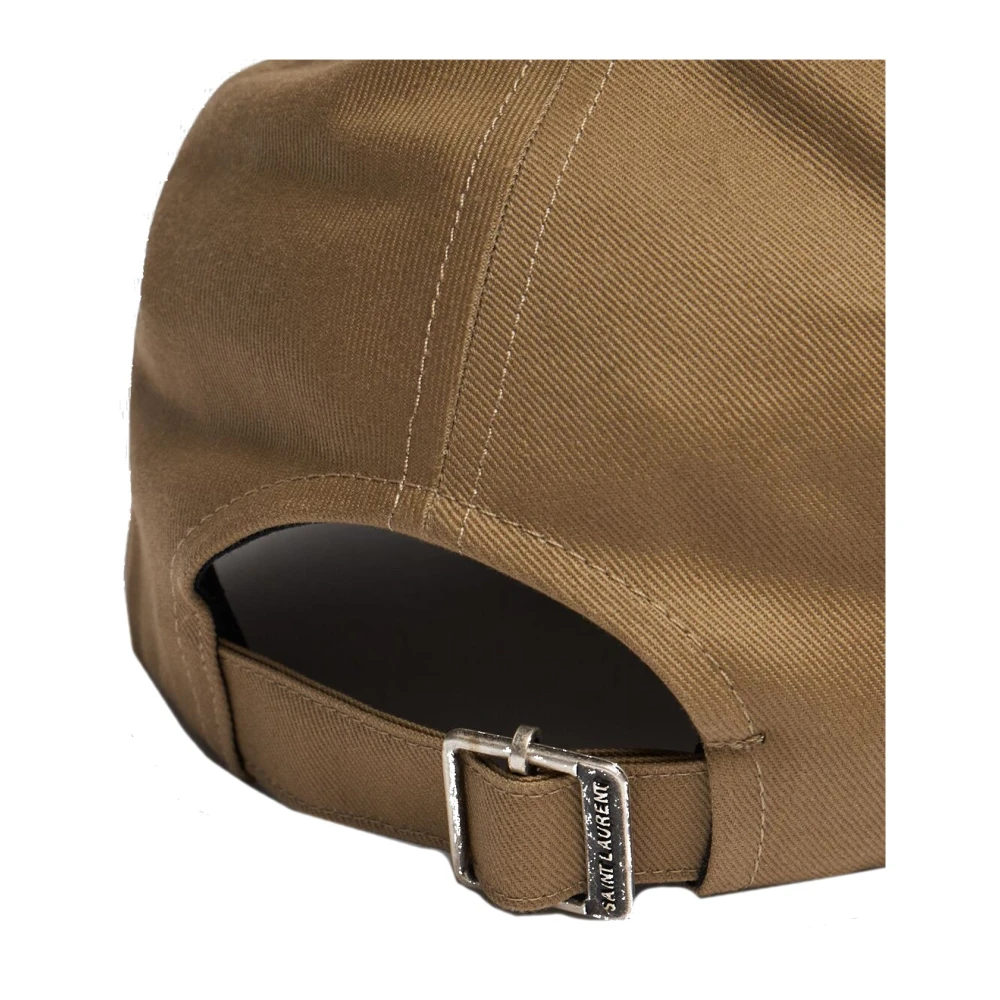 Saint Laurent Geborduurde Baseballpet met Verstelbare Klep Beige Unisex
