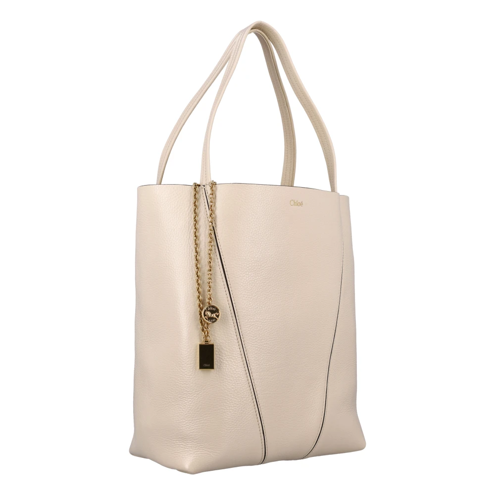 Chloé Gestructureerde lederen Spin tote tas Beige Dames