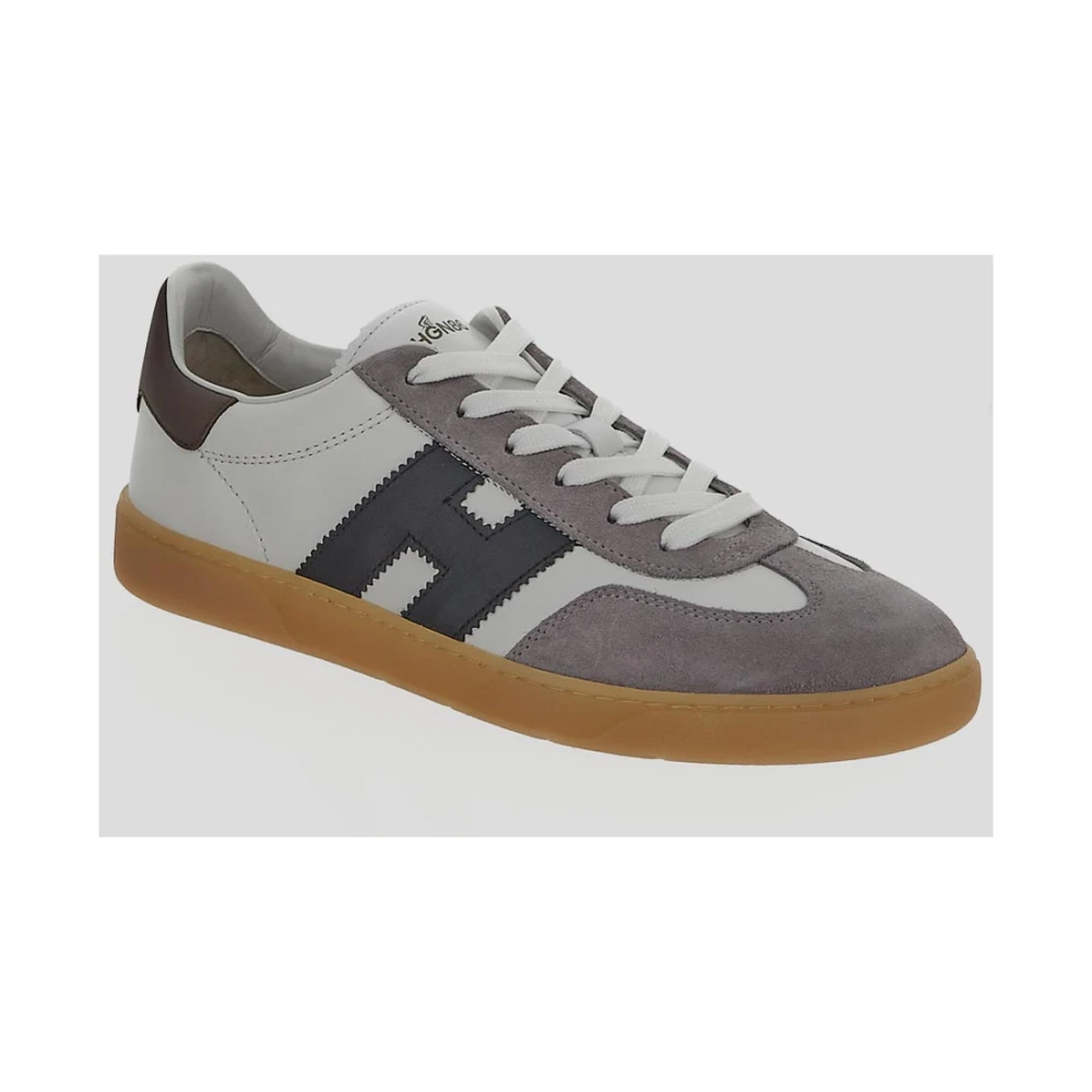 Hogan Leren Vetersneaker Gray Heren