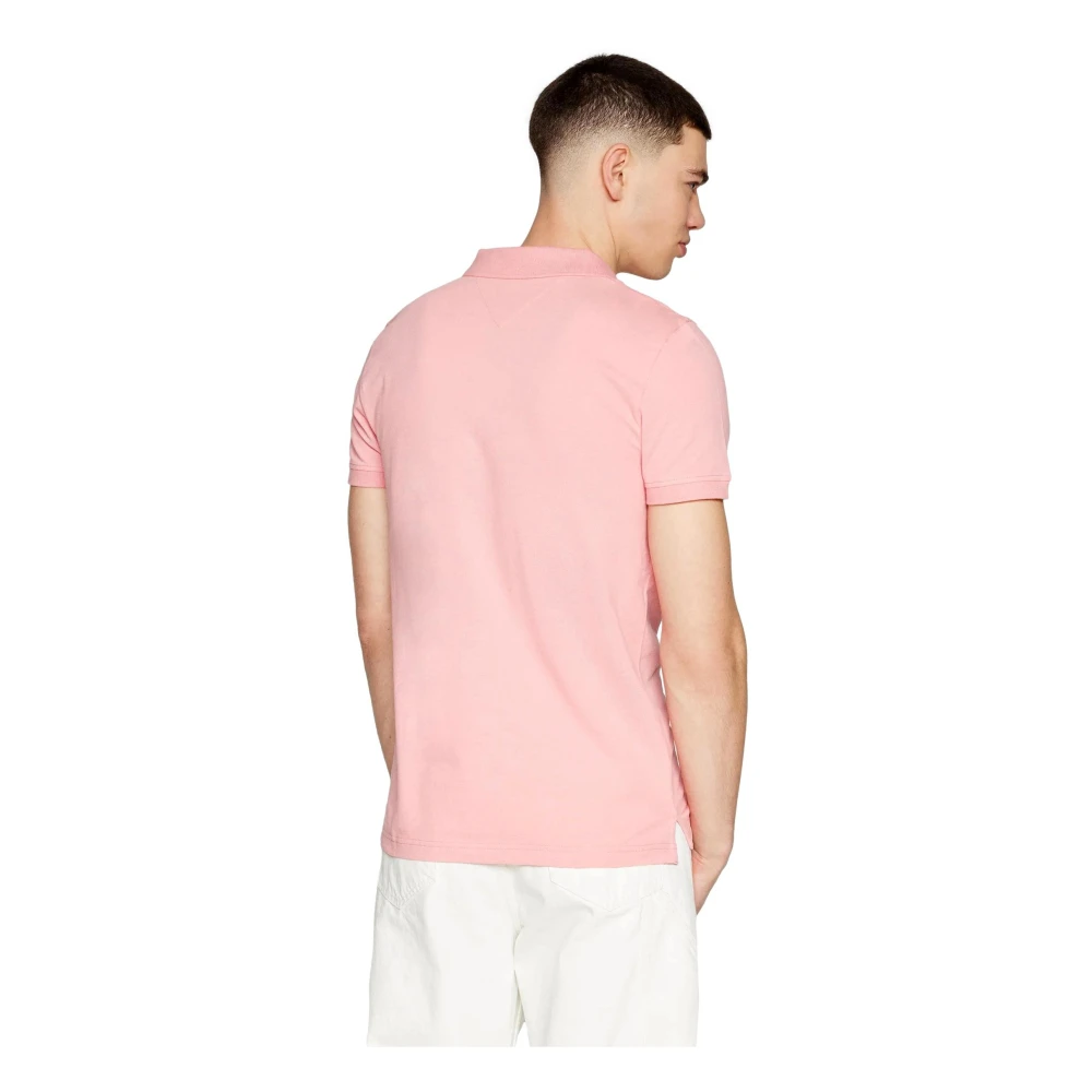 Tommy Jeans Slim Placket Polo Shirt Pink Heren