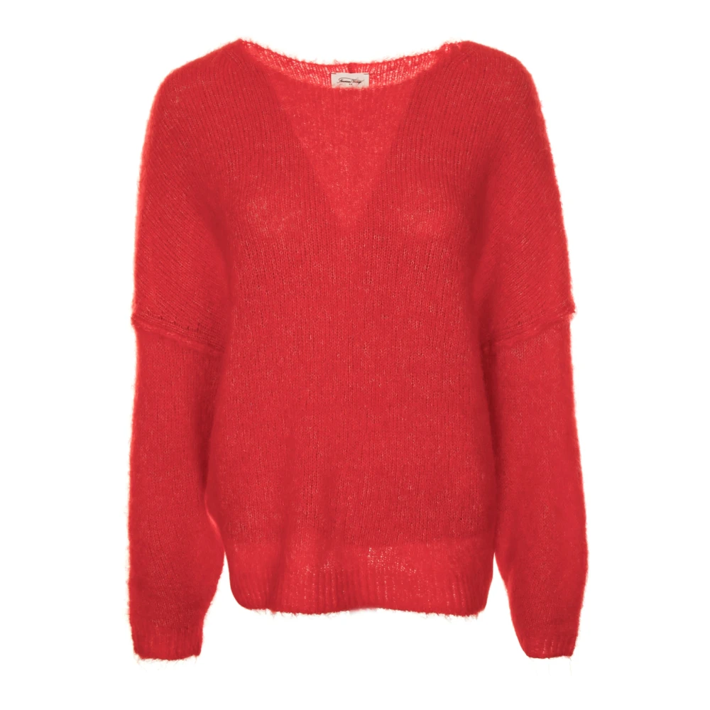 American vintage Zachte Gebreide Trui met Boothals Red Dames