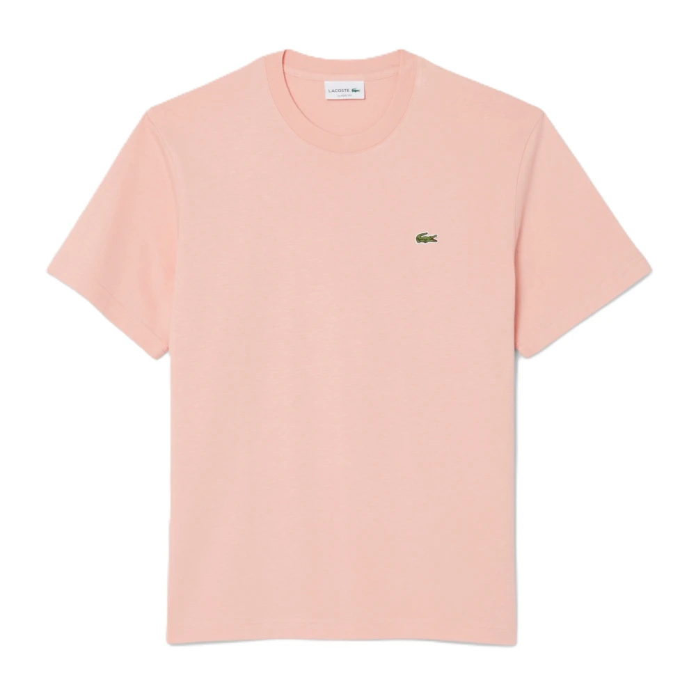 Lacoste Mannelijk Roze Tops Heren, 2XL, Katoen, Klassiek Katoenen T-Shirt Met Nor Pasvorm