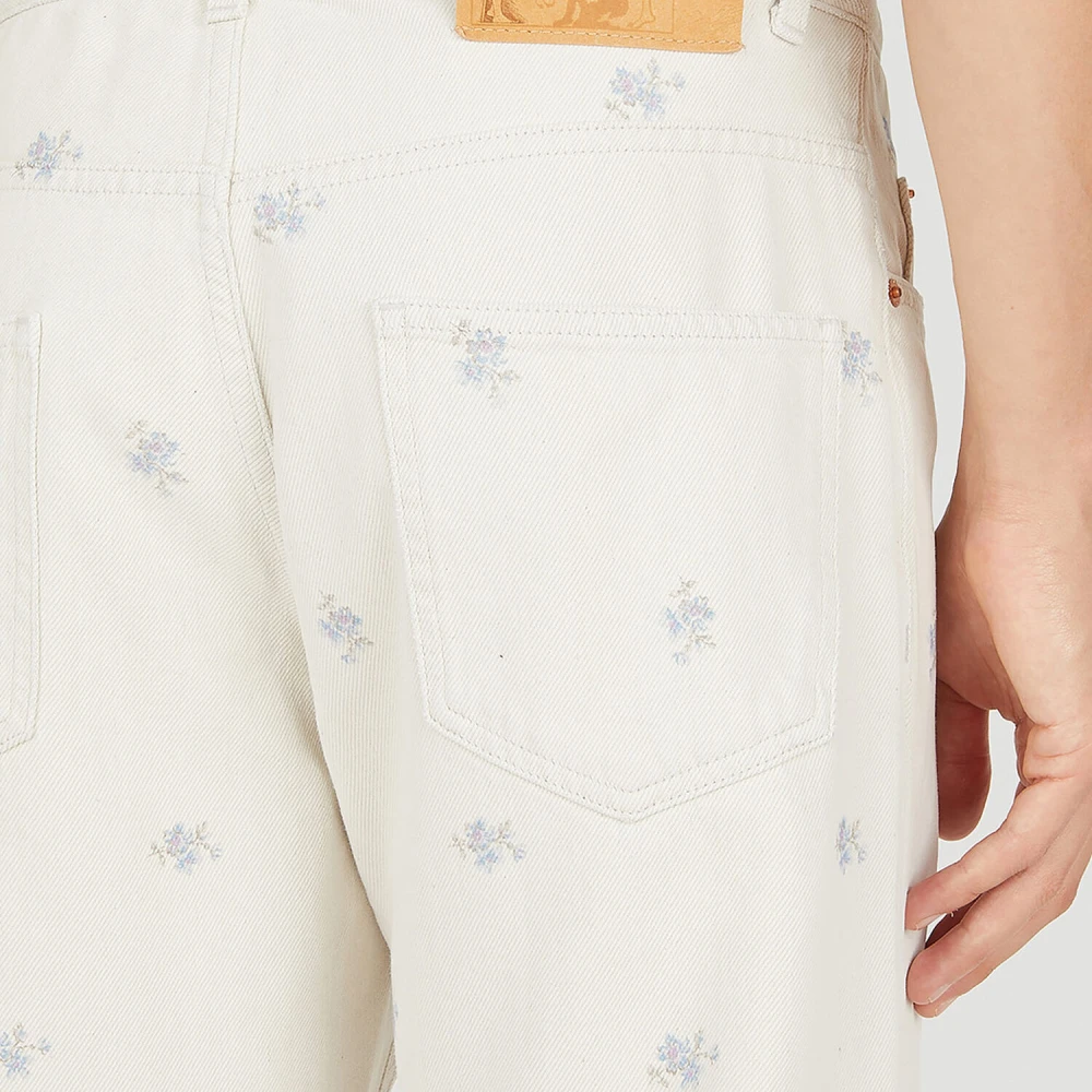 Martine Rose Bloemenprint Denim Jeans White Heren