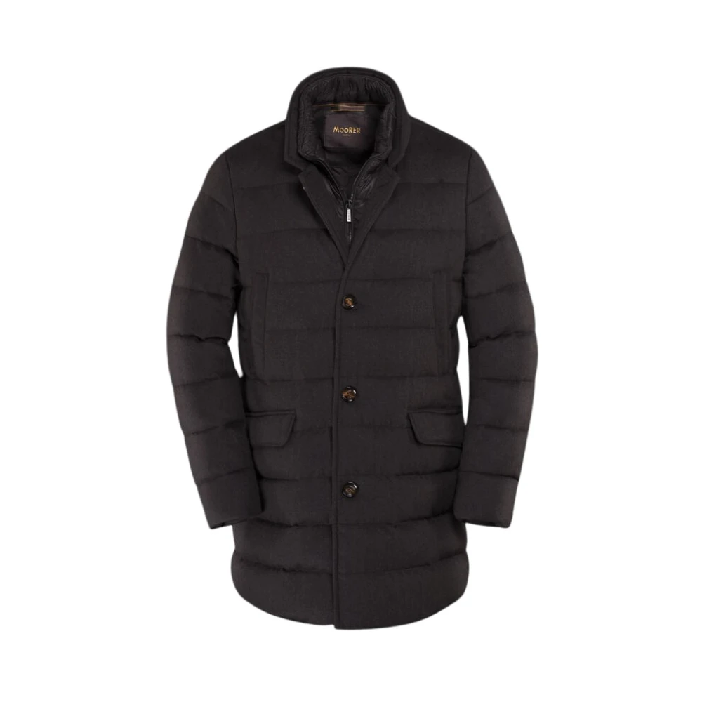 Moorer Men's Brown Down Jackets, L, Quilted Wool-Cashmere Coat