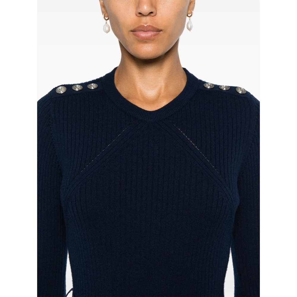 pinko Donkerblauwe Dikke Gebreide Trui Blue Dames
