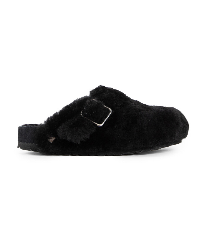 black-shearling-buckled-strap-sandals