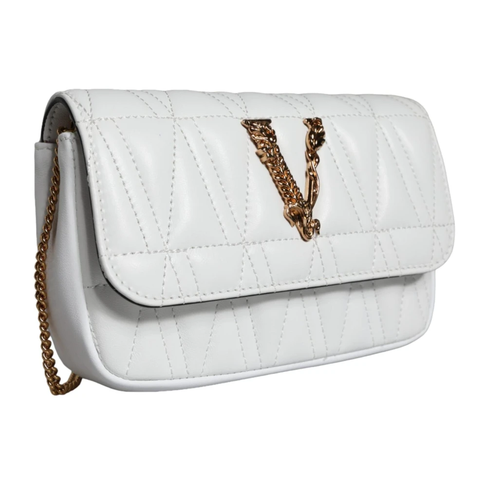 Versace Gewatteerde Leren Crossbody Tas met Verstelbare Band White Dames