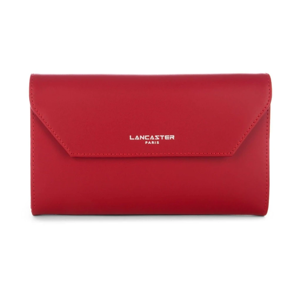 Lancaster Wallets & Cardholders, Unisex, One Size, Smooth Compagnon Wallet With Zipper And Flap Red