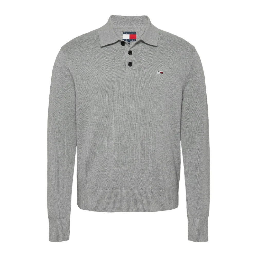Tommy Jeans Logo Katoen Polo Sweater Gray Heren