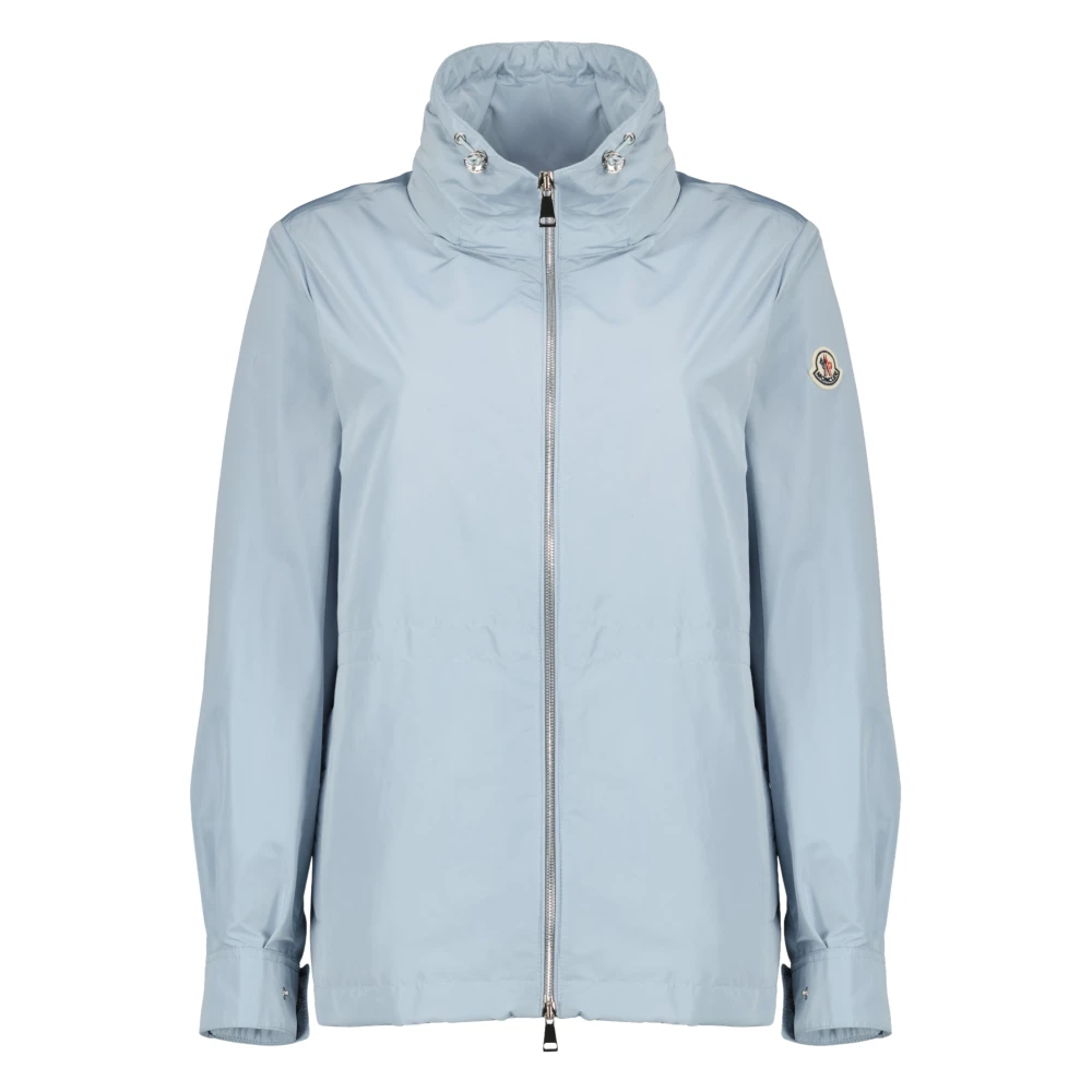 Moncler Blue Light Jackets, Female, M, Enette Hooded Short Parka