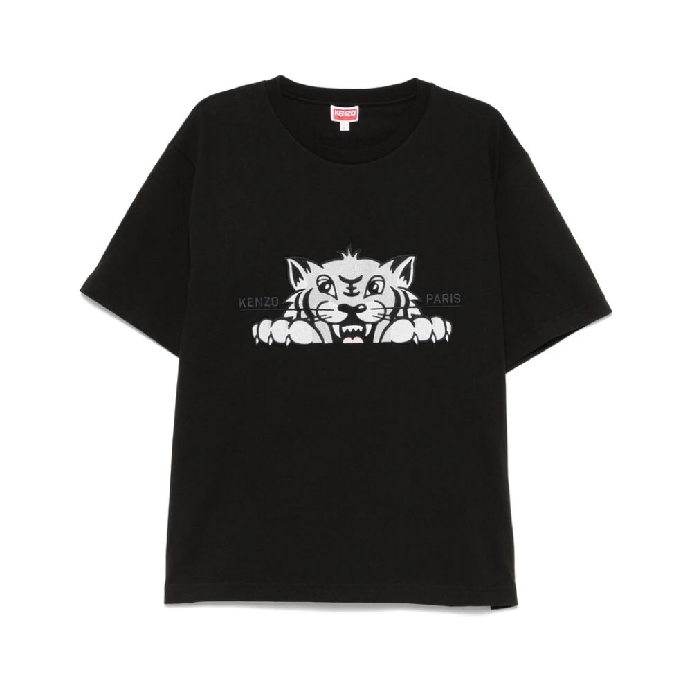 Kenzo Zwart Logo Geborduurd T-shirt Black Heren