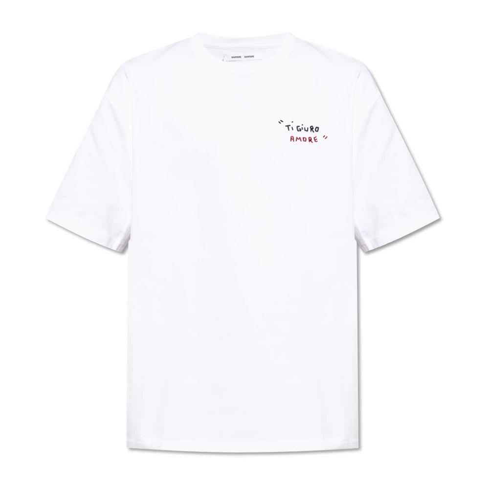 Samsøe T-shirt Sagiotto White Heren