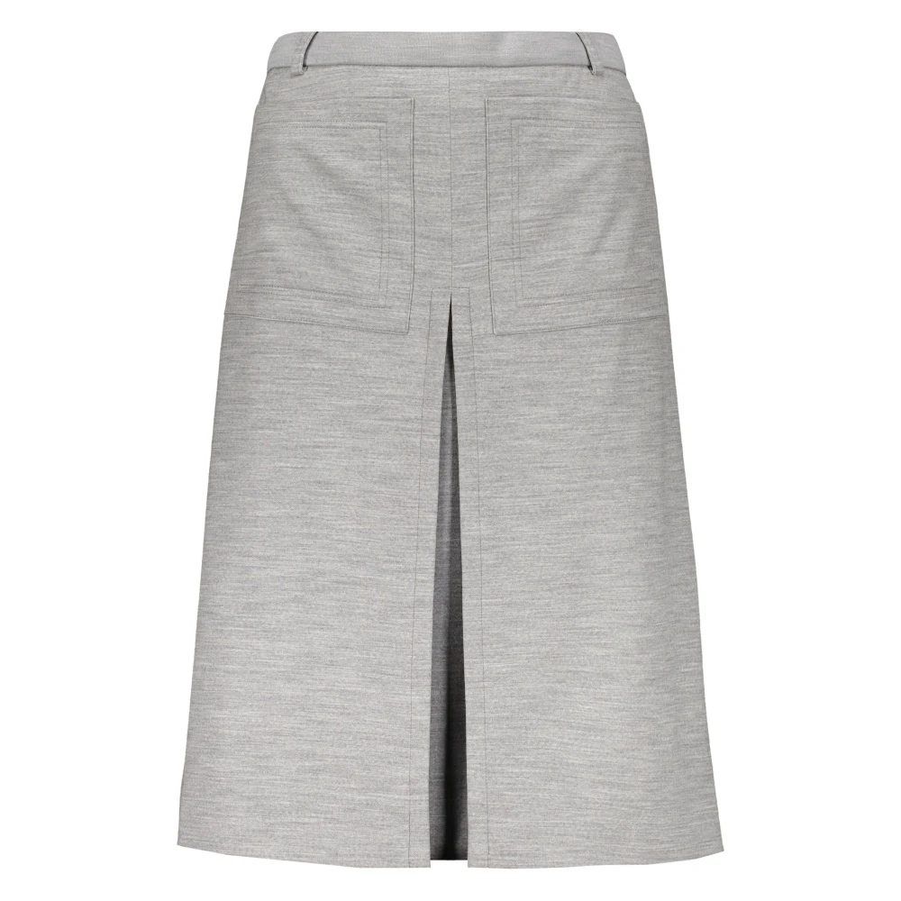 Burberry Midi Rok met Contraststiksels Gray Dames