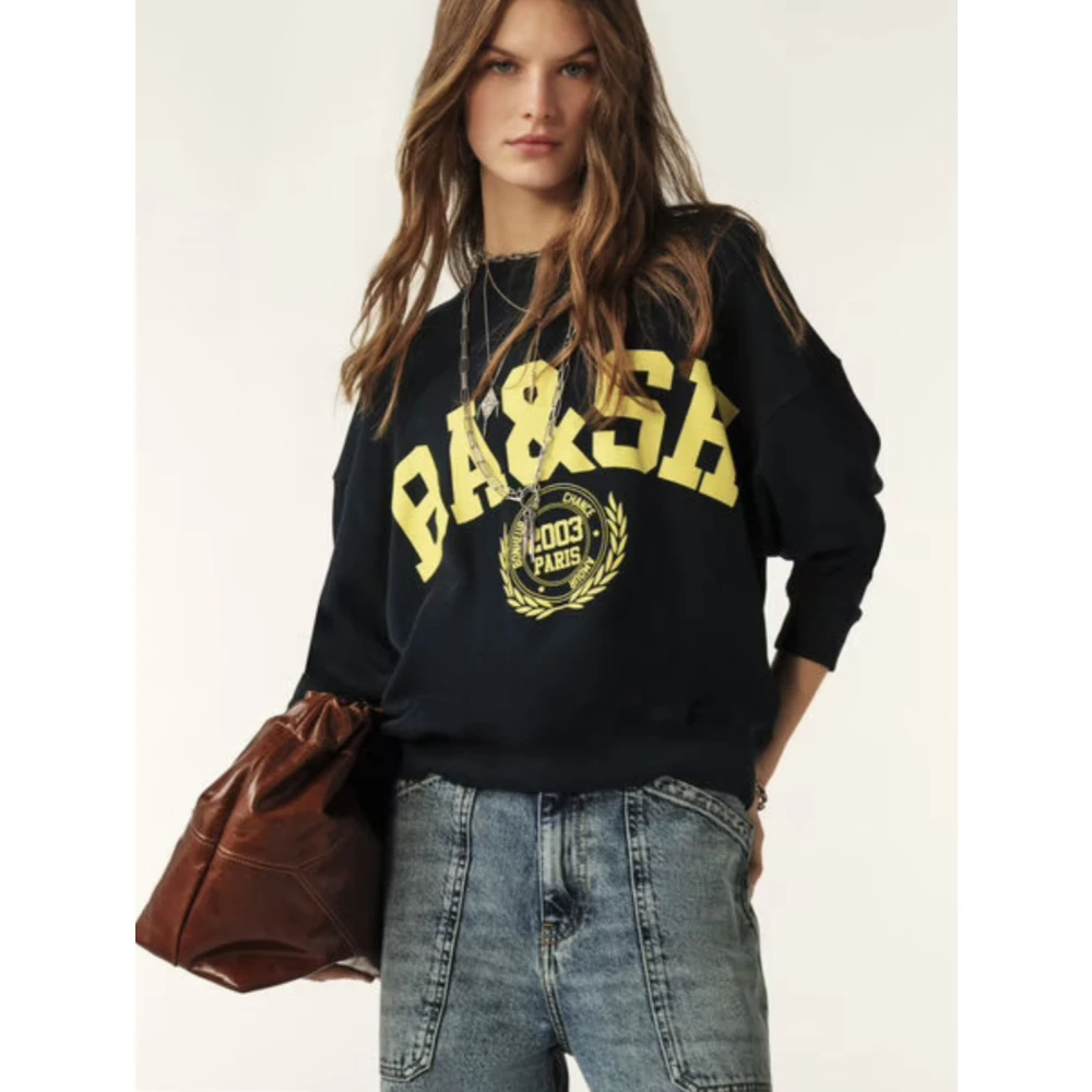 BA&SH Cropped Sweatshirt Benjamin Style Blue Dames