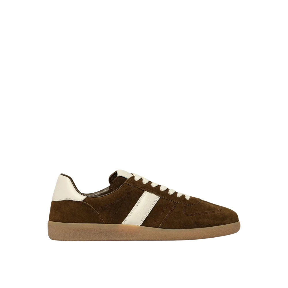 Tom Ford Men's Brown Leather Trim Sneakers