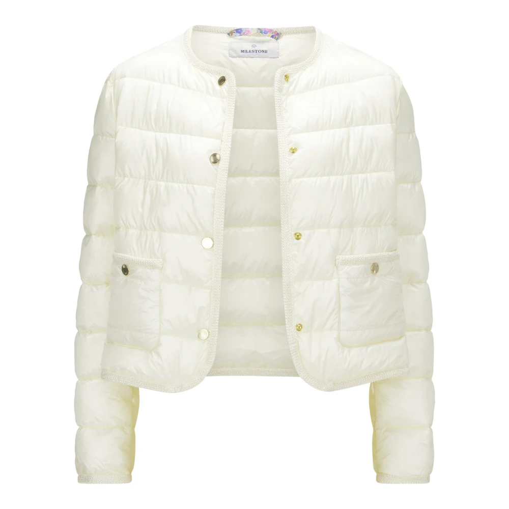 Milestone Gewatteerde Tweed Winterjas White Dames