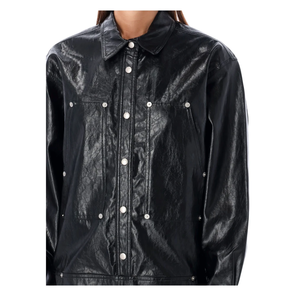 Isabel Marant Étoile Zwarte Lak Knoop-Up Mini Jurk Black Dames