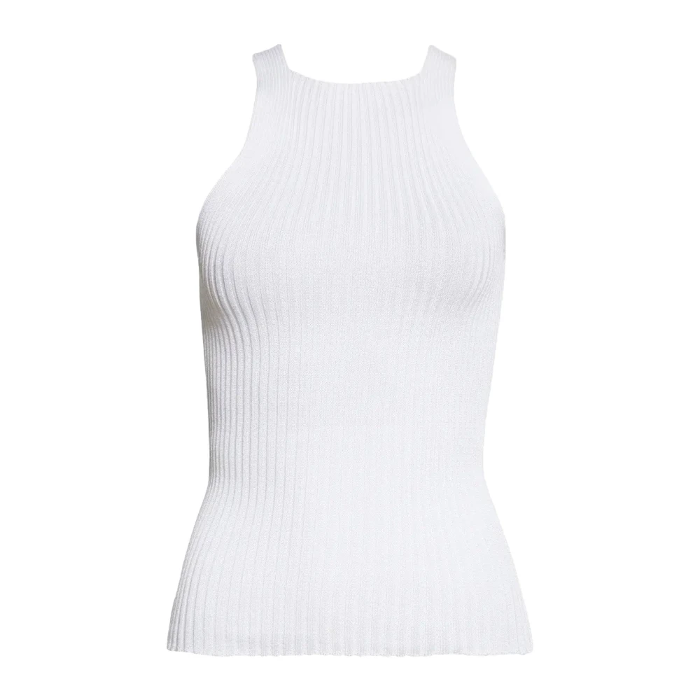 A. Roege Hove High-Neck Cotton-Blend Top White, Dam