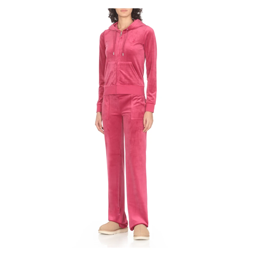 Juicy Couture Fuchsia Hoodie met Logo Rits Sluiting Pink Dames
