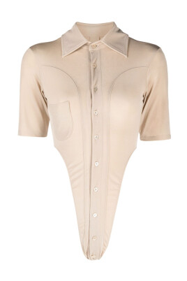 champagne-kortaermet-bodybluse