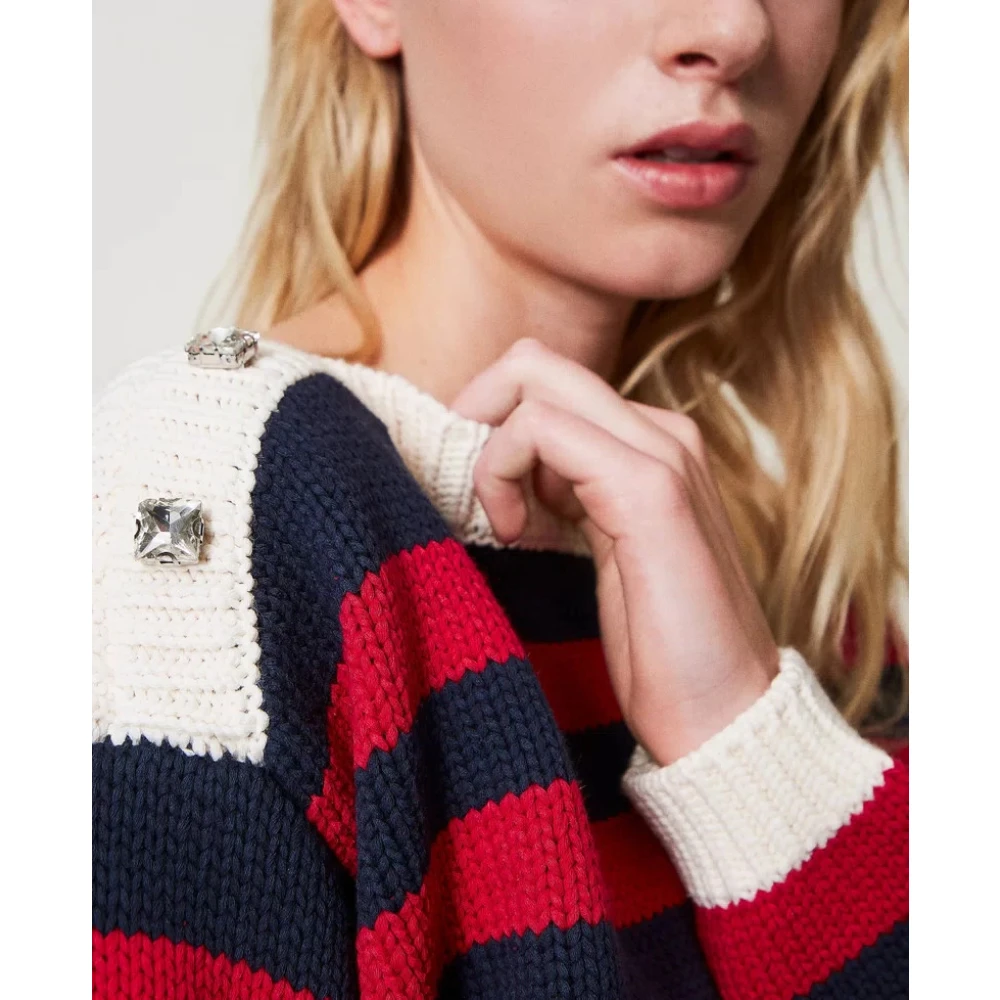 Twinset Gestreepte Top met Cabochon Detail Multicolor Dames