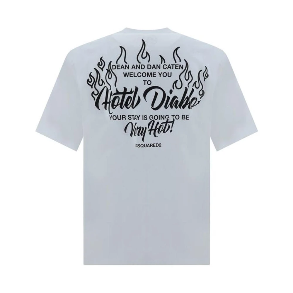 Dsquared2 Monochrome Katoenen T-shirt met Geribbelde Hals White Heren