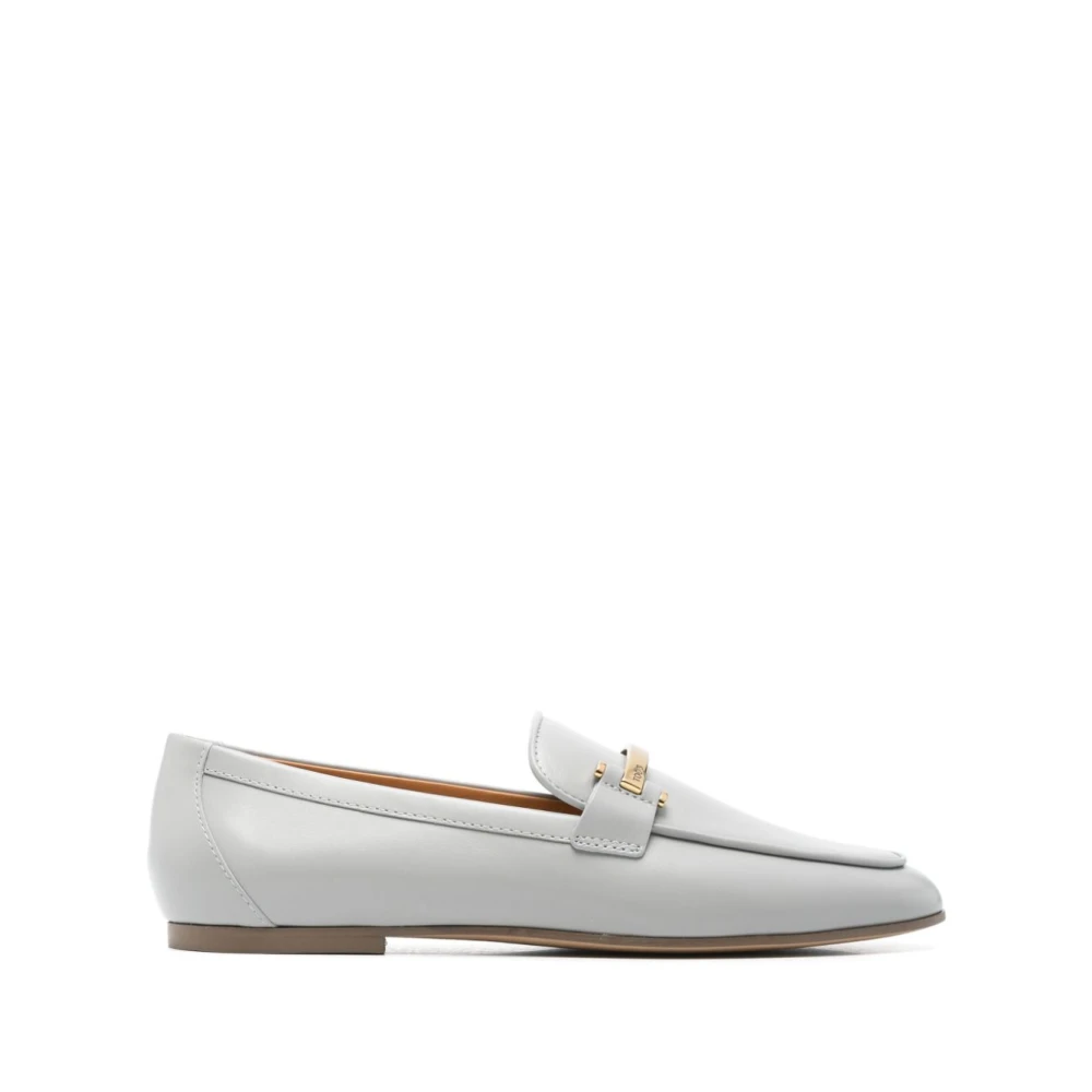 Tod's Women's Gray Loafers, 7 Uk, Grey Flat Shoes Almond Toe