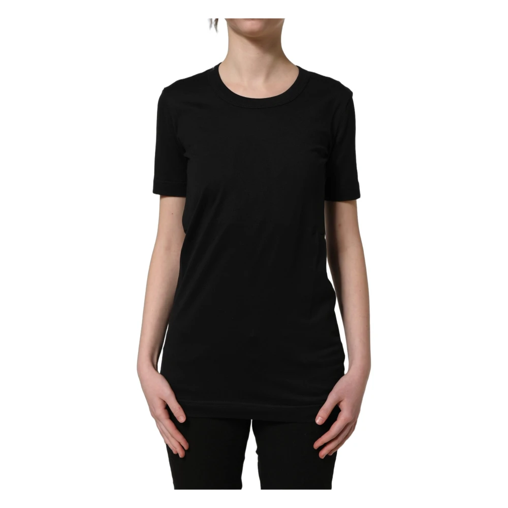Dolce & Gabbana Black Cotton Short Sleeves Crew Neck T-shirt - IT36|XXS - Image 2