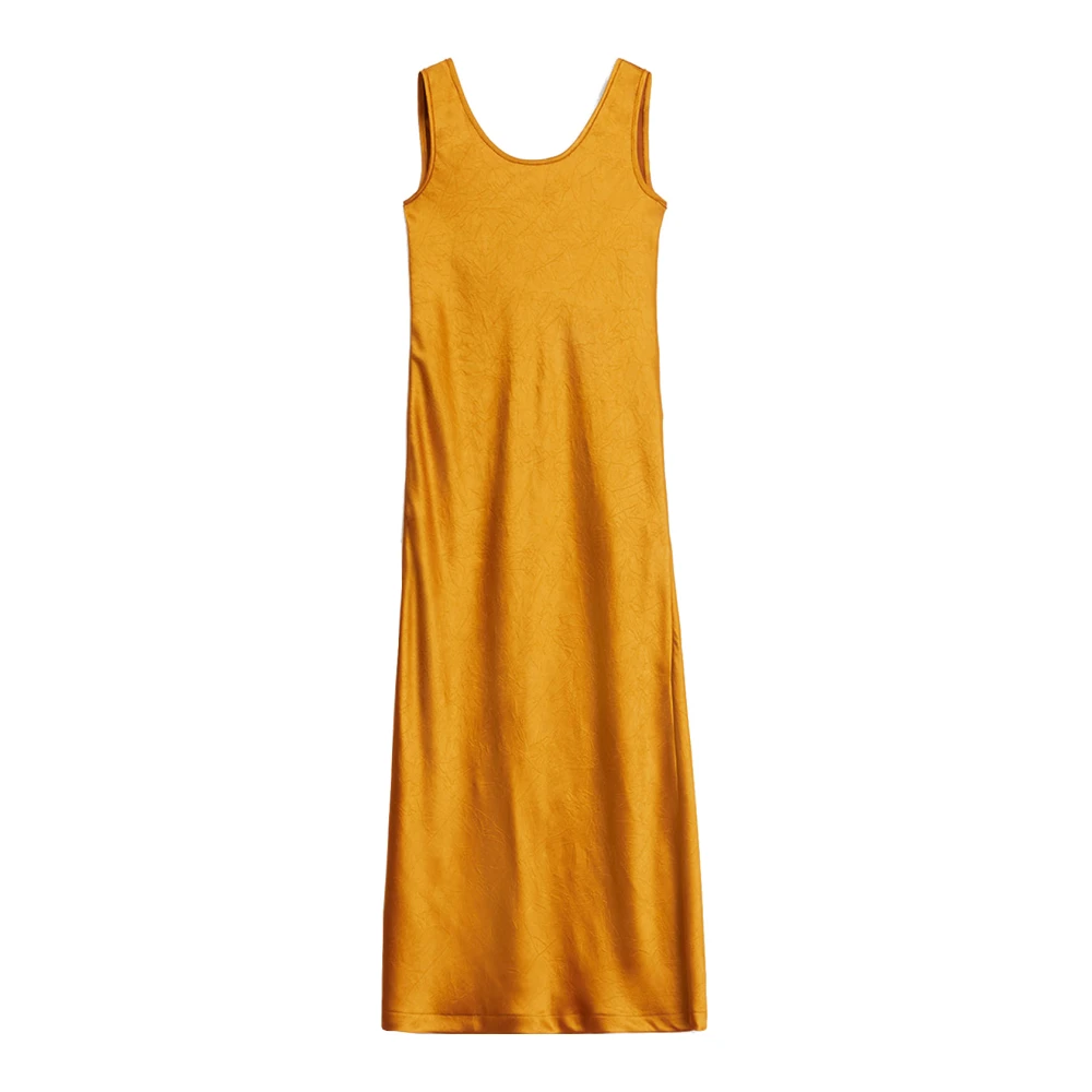 Rodebjer Women's Yellow Shimmery Flared Sleeveless Maxi Dress