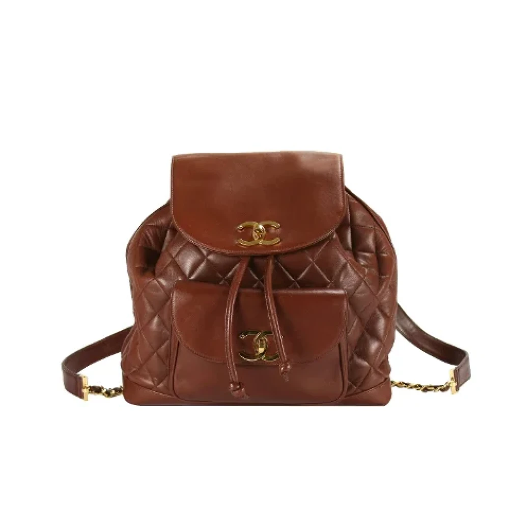 Chanel Vintage Pre-owned Leather backpacks Brown Dames