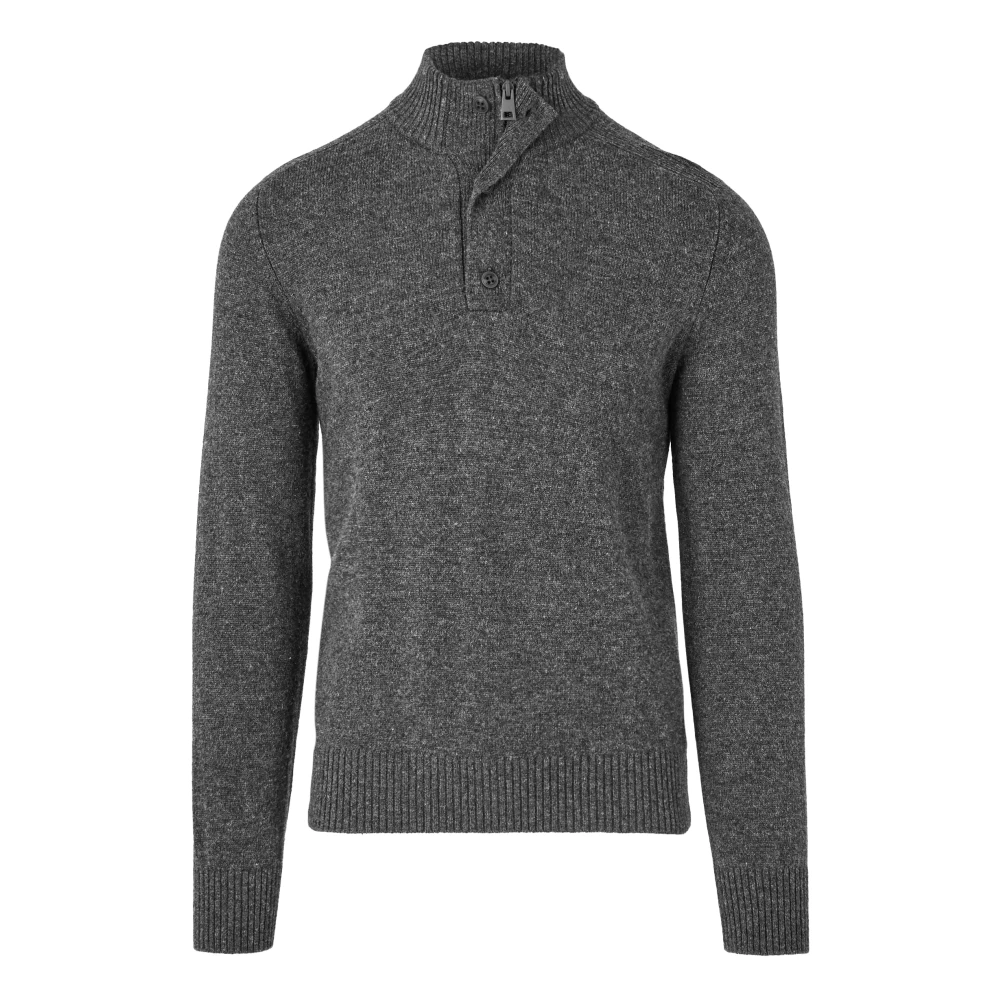 Bomboogie Hombre Gris - Suéter De Lana Merina Con Cuello Alto Y Botones - Knitwear - L