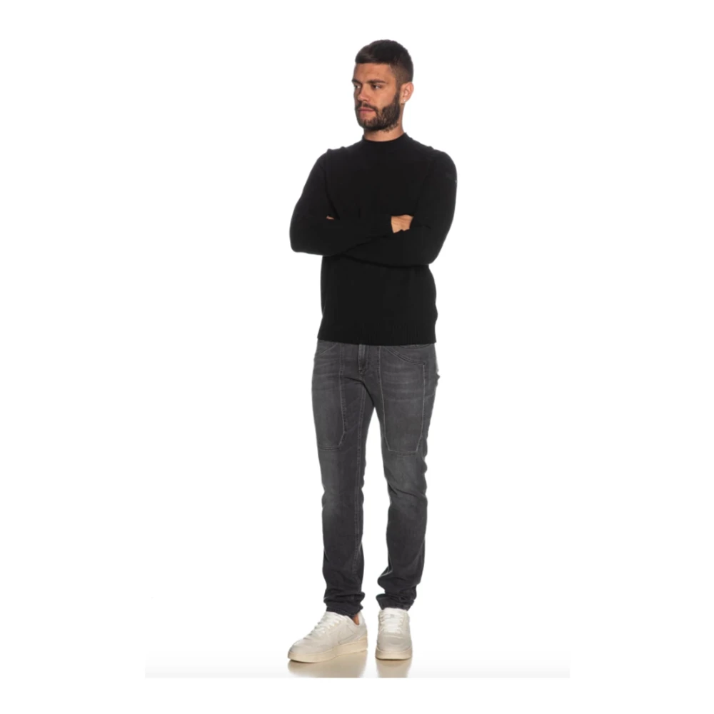 RRD Effen Zwarte Ronde Gebreide Top Black Heren