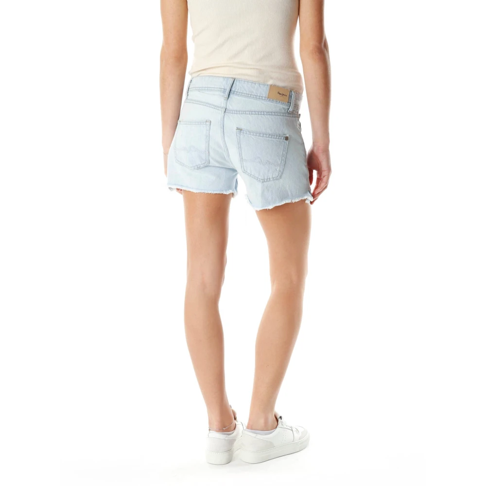 Pepe Jeans Mid Waist Denim Shorts Blue Dames
