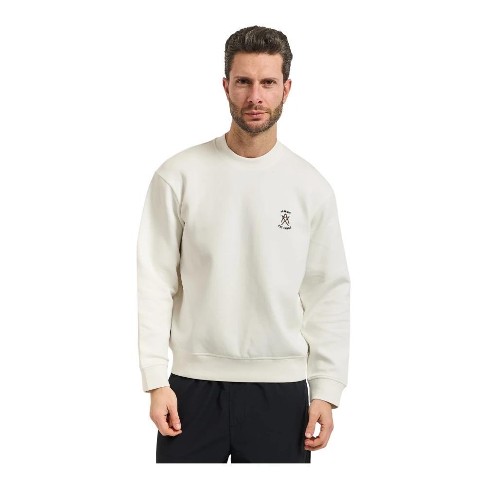 Armani Exchange Homme Blanc - Sweat-Shirt Ras Du Cou Avec Logo - Sweatshirts Et Sweats À Capuche - Taille: M