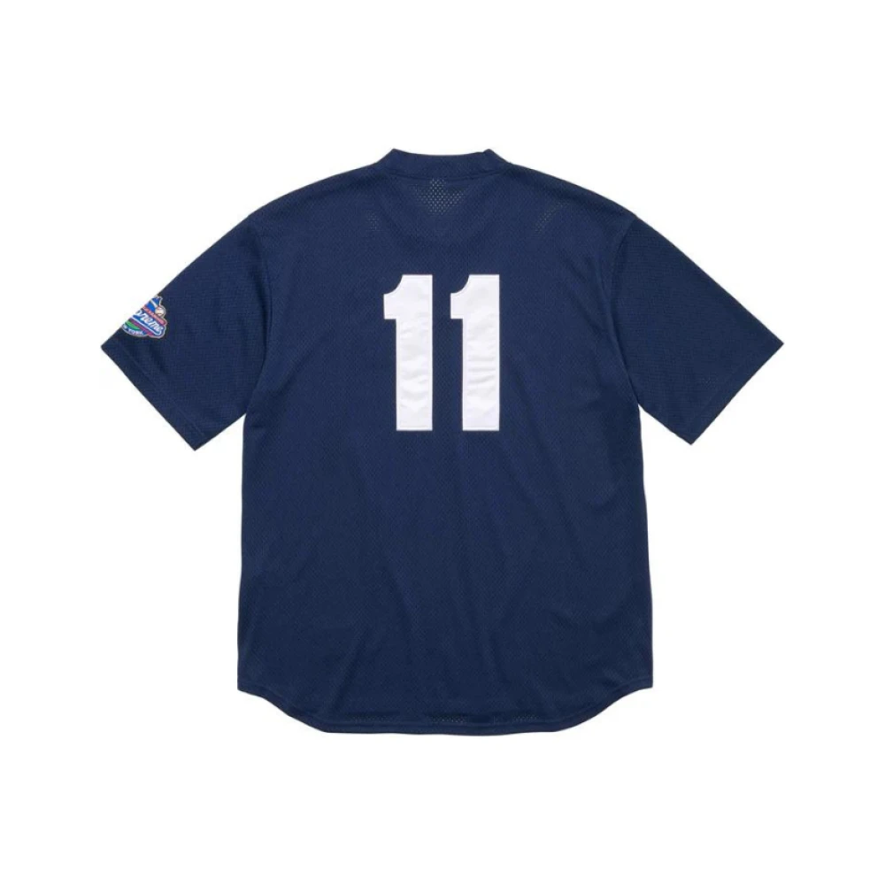 Supreme Blauw Logo Henley T-shirt Blue Heren