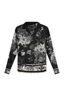 Skjorta i jacquardtwill med blombukettmönster