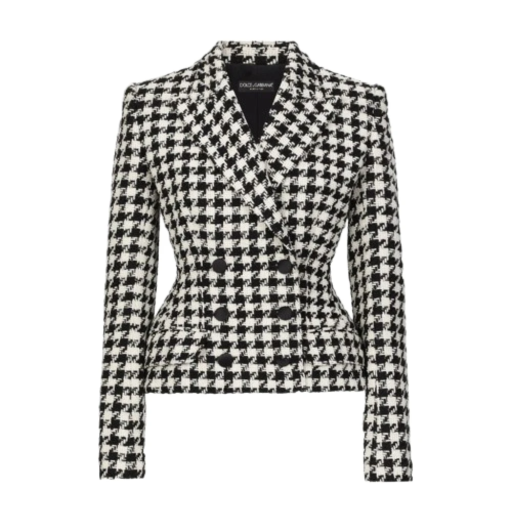 Dolce & Gabbana Geruite Double-Breasted Wollen Blazer Gray Dames