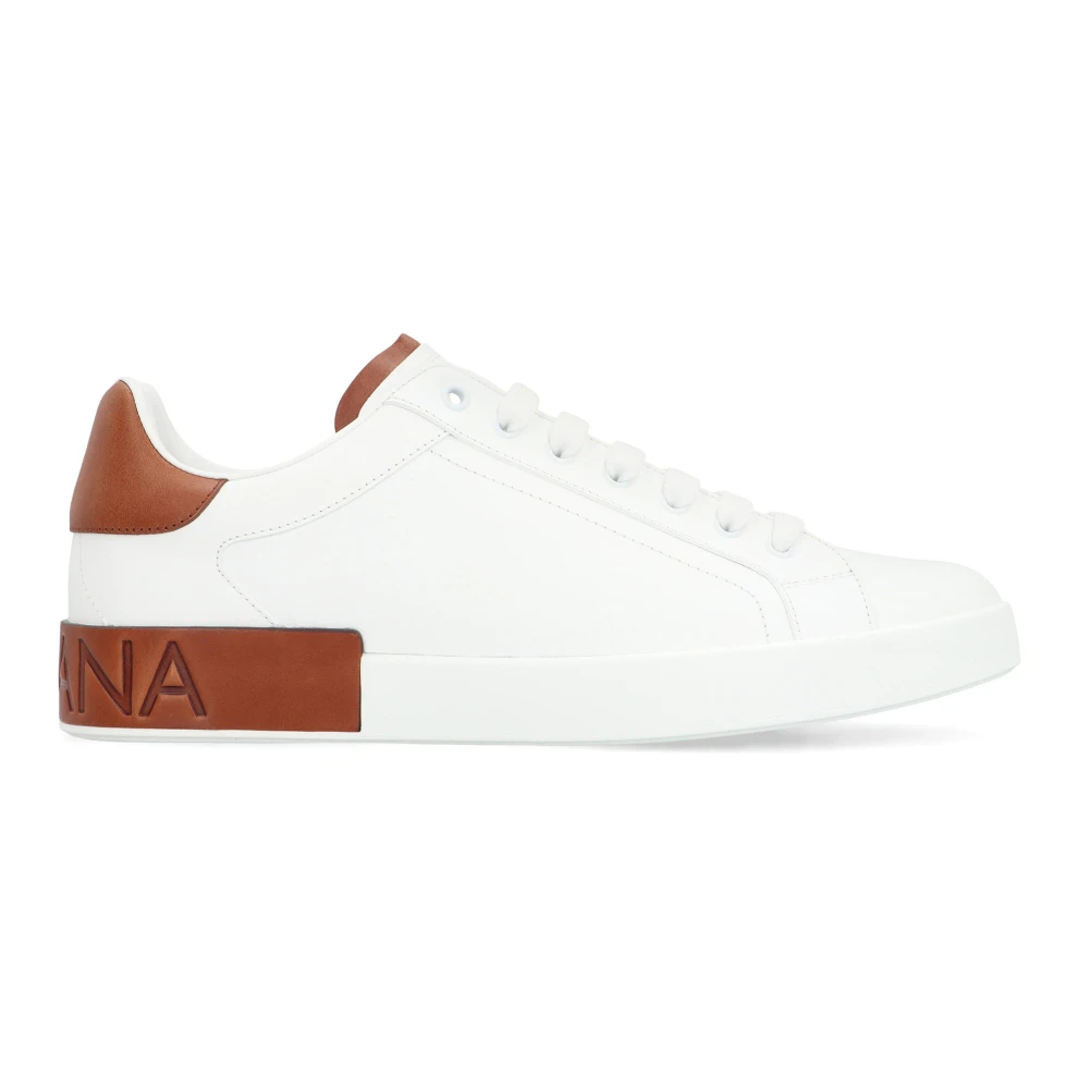 Dolce & Gabbana Men's White Portofino Leather Sneakers