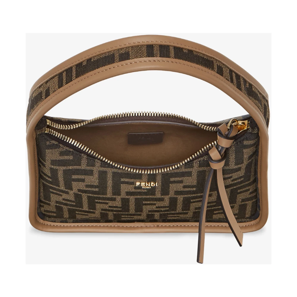 Fendi Bruine Leren Schoudertas Brown Dames