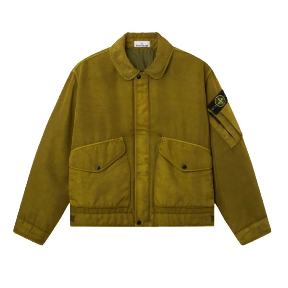 Stone Island Dense Oxford Nylon-Tc Jacket - Male - Light Jackets - Green - M - Jackets