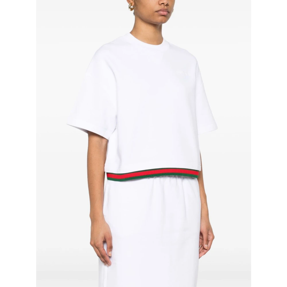 Gucci Witte T-shirts en Polos met Web-stripe White Dames
