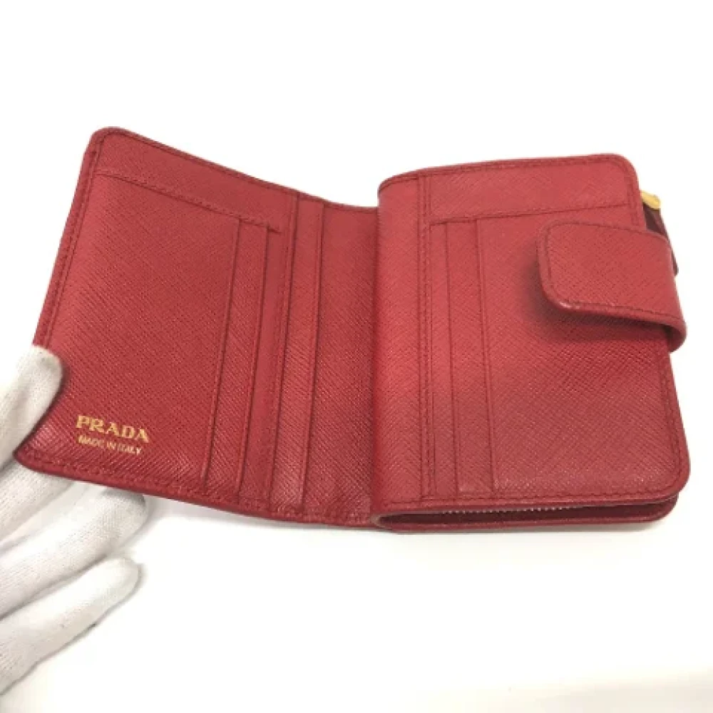 Prada Vintage Pre-owned Leather wallets Red Dames