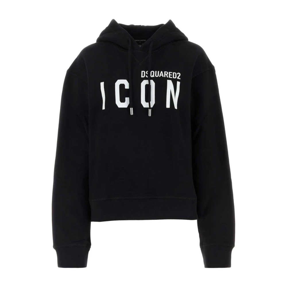Dsquared2 Women's Black Hoodies, 2XS, Logo Printed Drawstring Hoodie