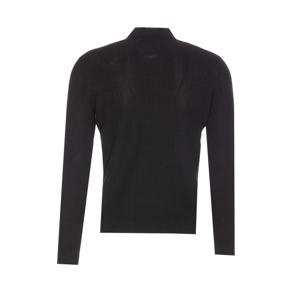 BRUNELLO CUCINELLI Zwarte Polo Kraag Sweater met Borstzak Black Heren