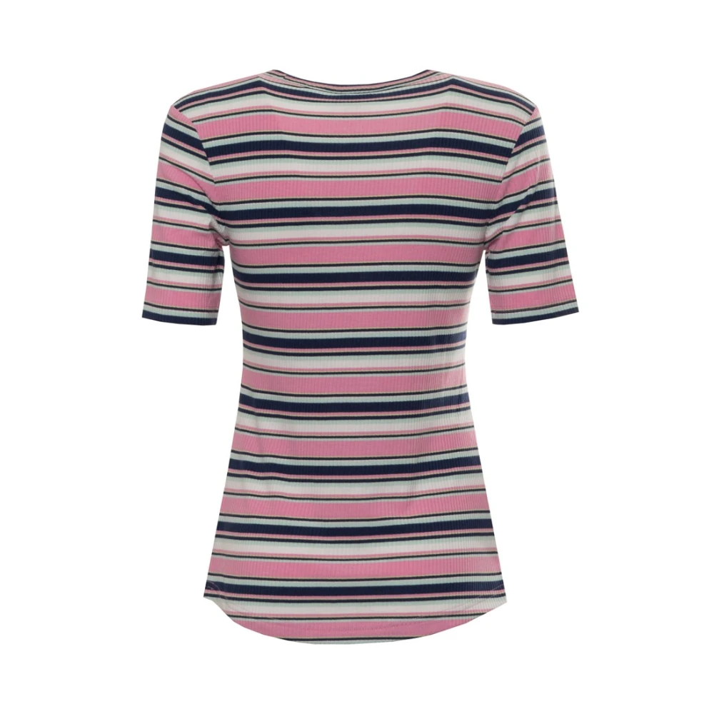 Lee Gestreept katoenen T-shirt met logo Multicolor Dames