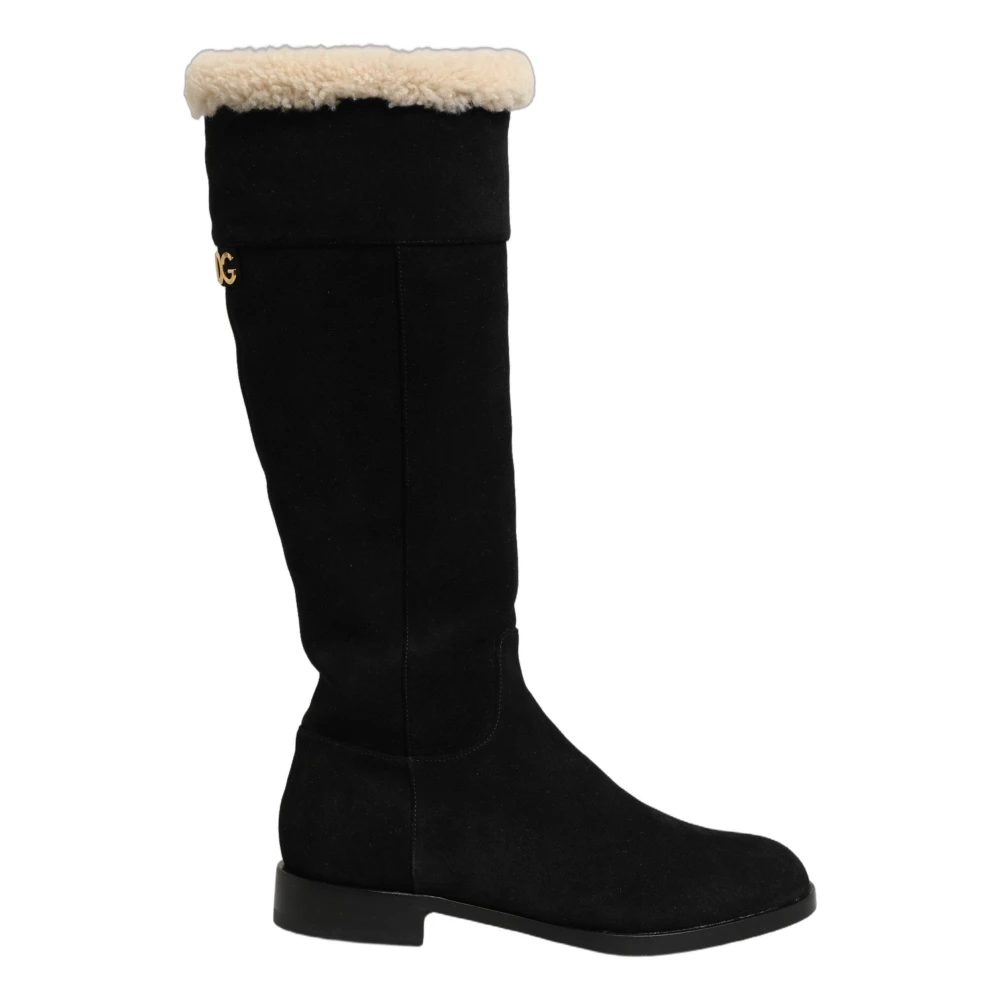 Dolce & Gabbana Women's Black High Boots, 3 1/2 Uk, Suede Knee-High Boots